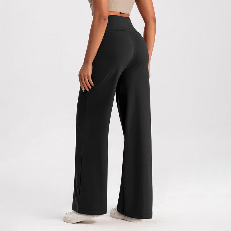 Nude High Waist Loose Wide Leg Straight Pants