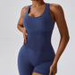 Solid color seamless buttock lift sports jumpsuit