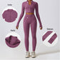 High waist elastic yoga jacket three-piece set