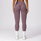 Solid high-waisted hip-lifting athletic leggings