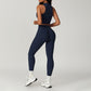 Solid Color Wide Strap Sports Tank Top + Leggings  2-piece Set