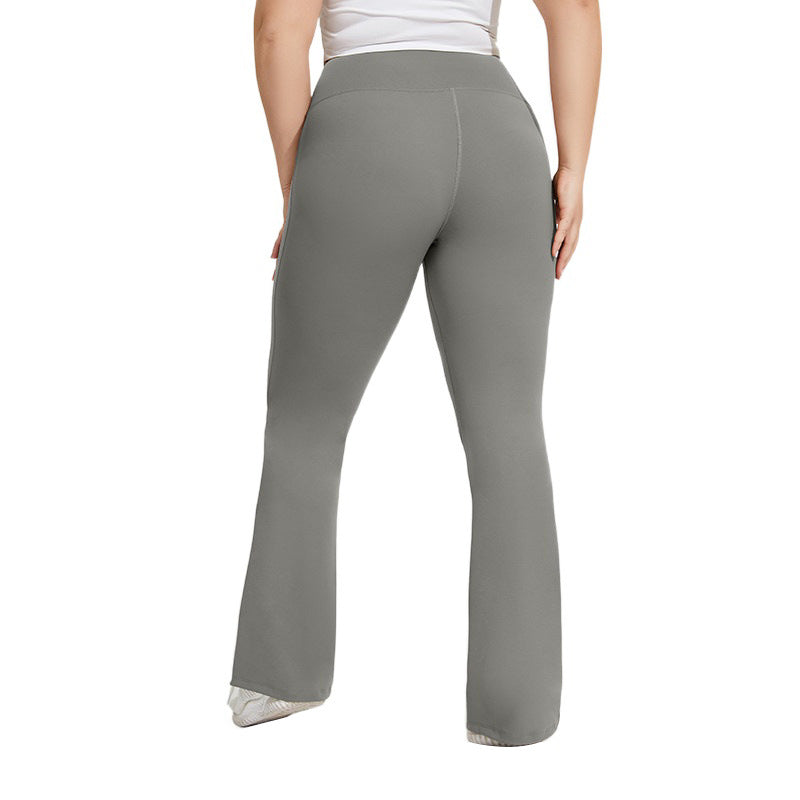 Solid color sport plus-size flared pants