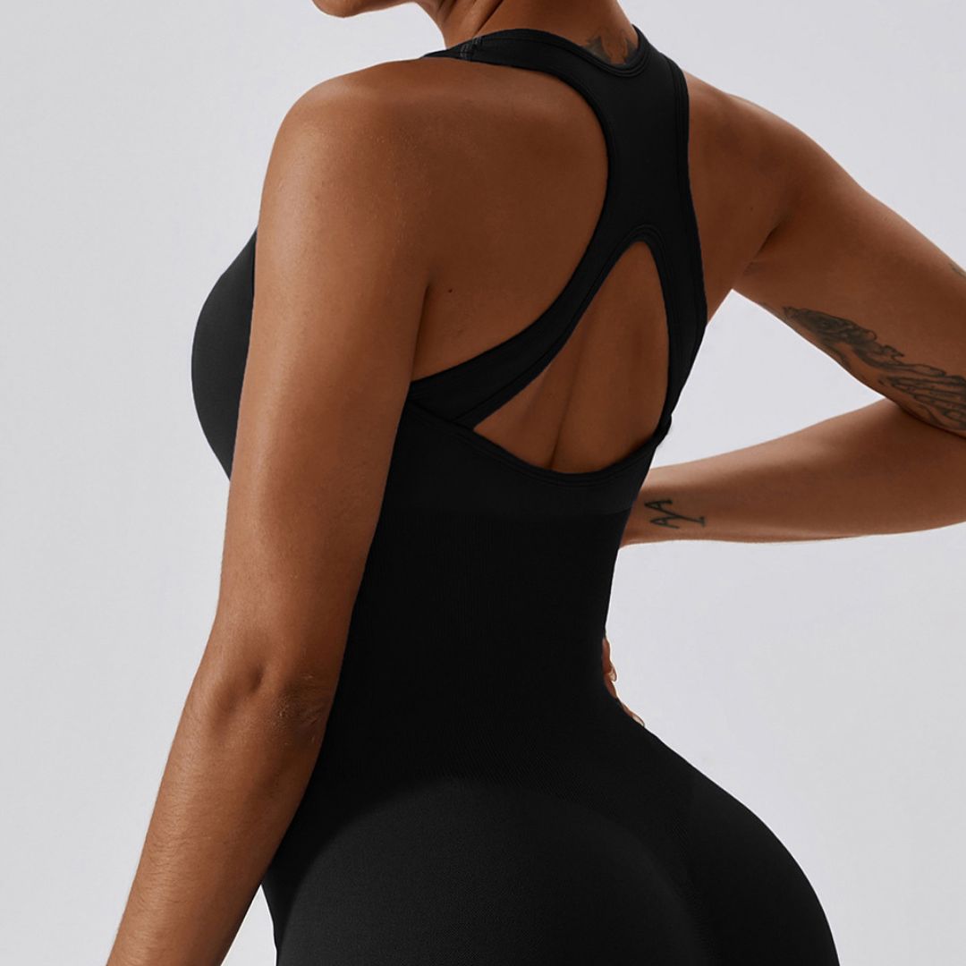 Solid color seamless buttock lift sports jumpsuit