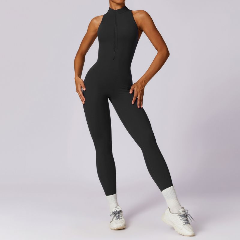 Quick-drying zipper fitness sports tight Jumpsuits