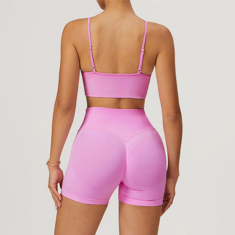 Seamless High-waisted Yoga Bra + Shorts 2 Pieces Set