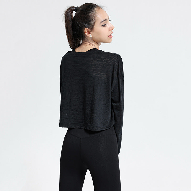 Casual Crew Neck Loose Cropped Top