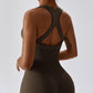 Solid color seamless buttock lift sports jumpsuit