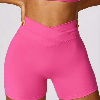 Peach hip high waist yoga shorts