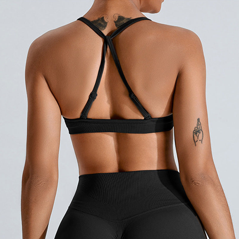 Seamless Thin Straps Cross Back Sports Bra