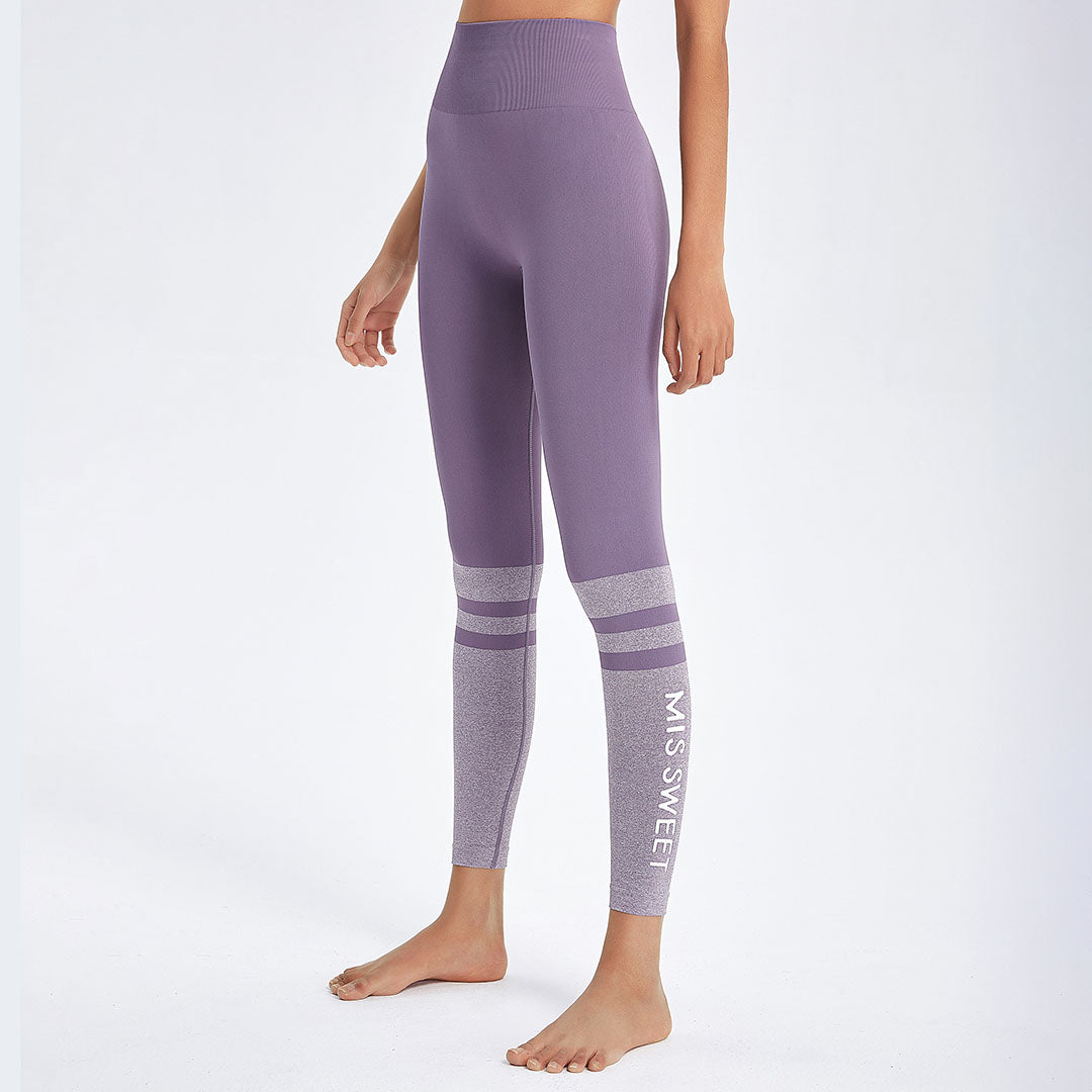 Seamless monogram print stripe sport leggings