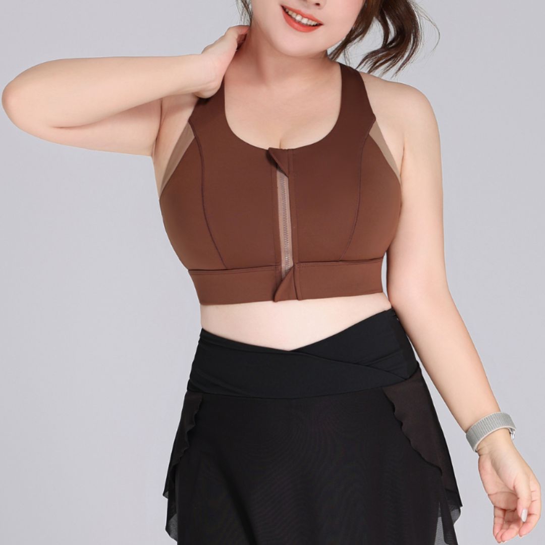 Soutien-gorge de sport à fermeture éclair grande taille