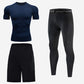 Men's solid color quick-drying sports short-sleeved top three-piece