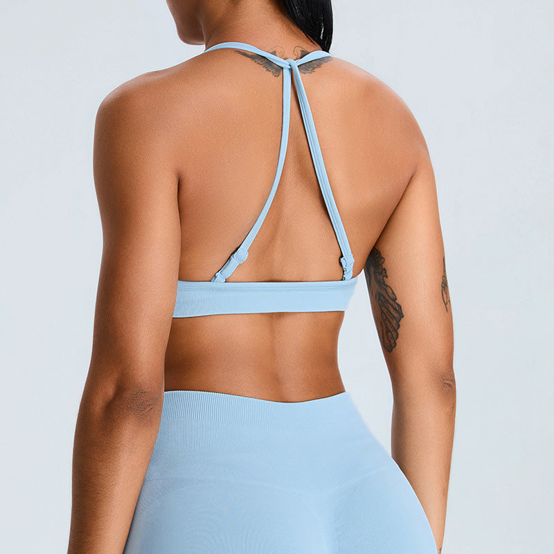 Seamless Thin Straps Cross Back Sports Bra