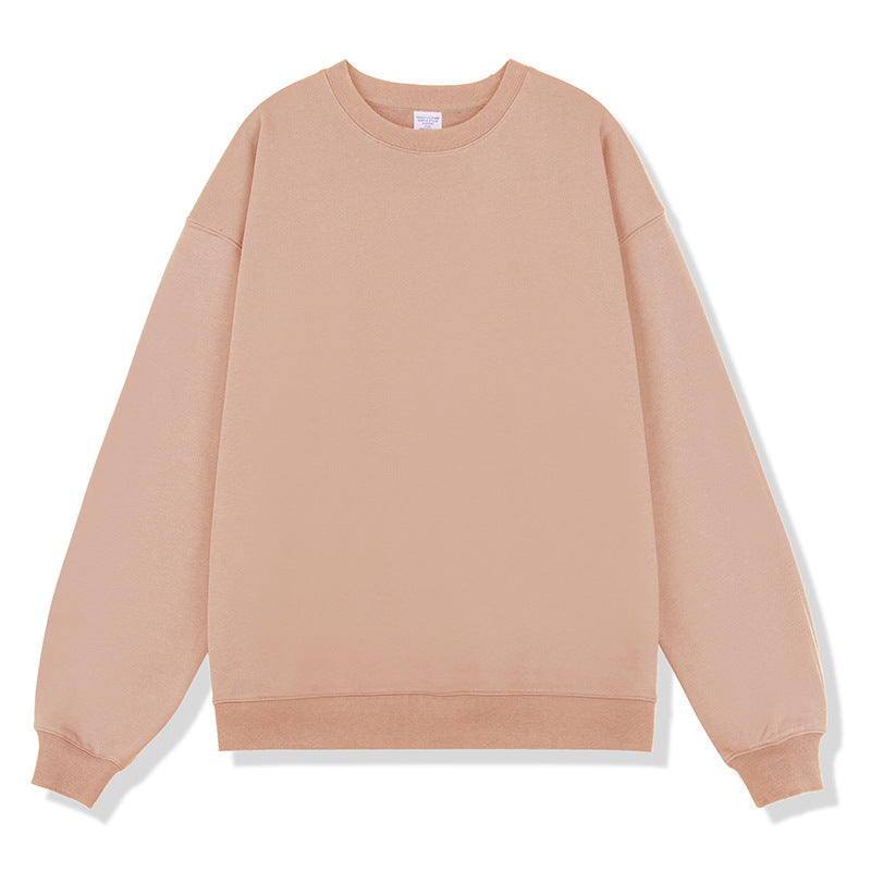 Retro cotton solid color crew neck sweatshirt