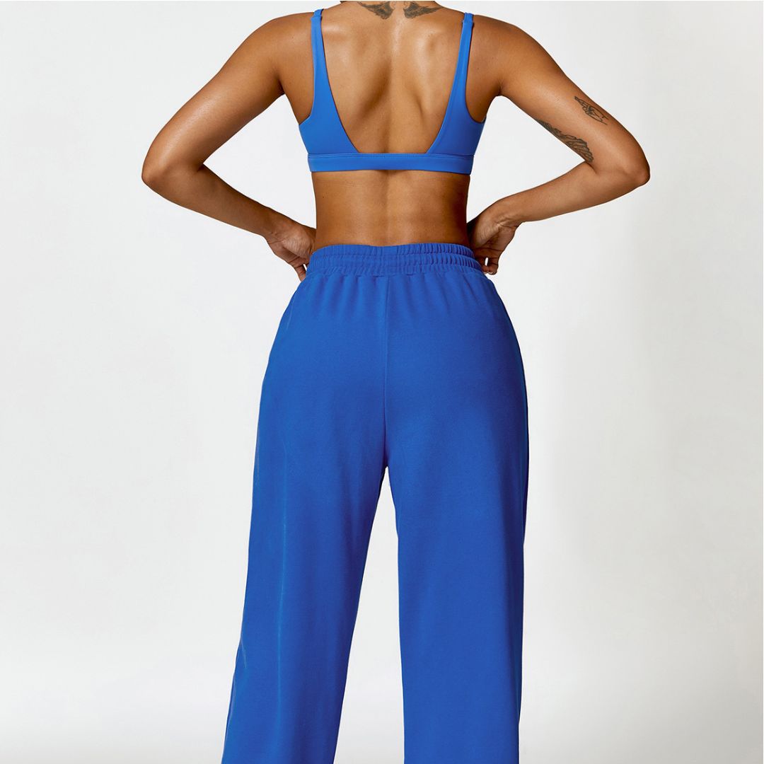 Triangle cup sports bra & jogging bottoms 2-piece set