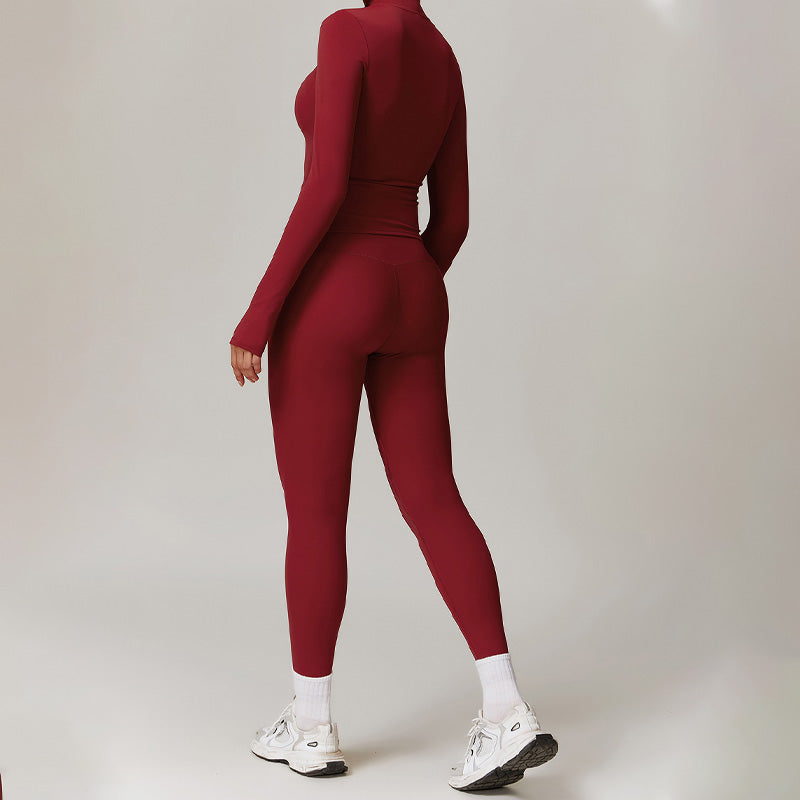 Quick-Dry Long sleeve and half zipper sports 2-piece set