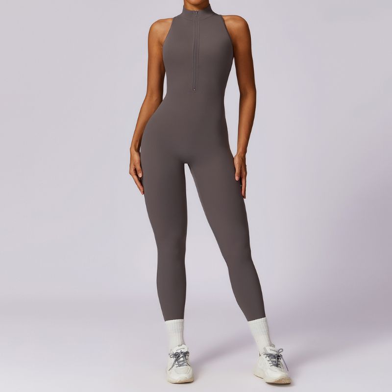 Quick-drying zipper fitness sports tight Jumpsuits