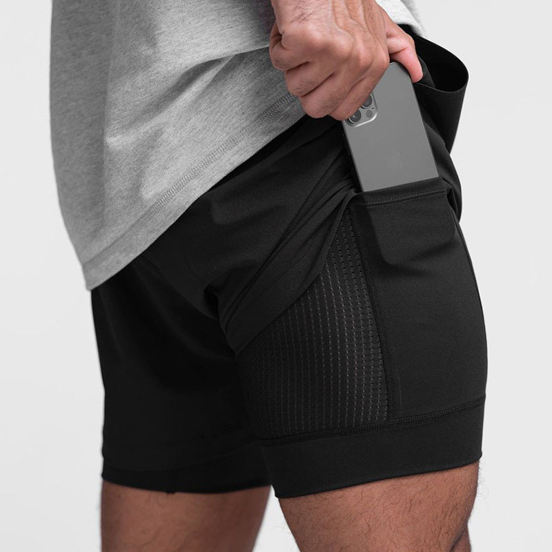 Men's double-layer quick drying sports shorts