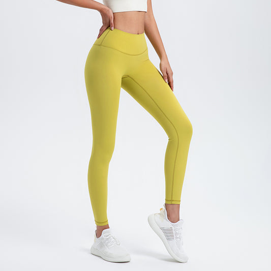 High-waisted tummy tucked running gym leggings