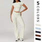 Ultra-Soft Quick-Dry Short Sleeve Top & High Waist Sports Flare Pants Sets