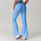 Skinny high-waisted lace-trimmed yoga flared pants