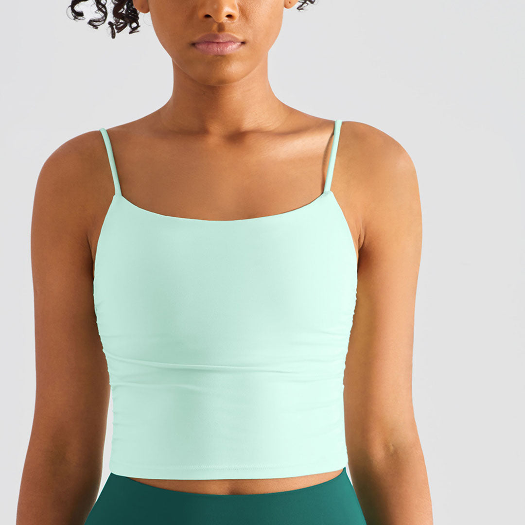 Solid color pleated suspender sports bra