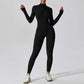 Long sleeve zipper fitness bodysuit