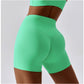 Solid color high-waisted sports shorts