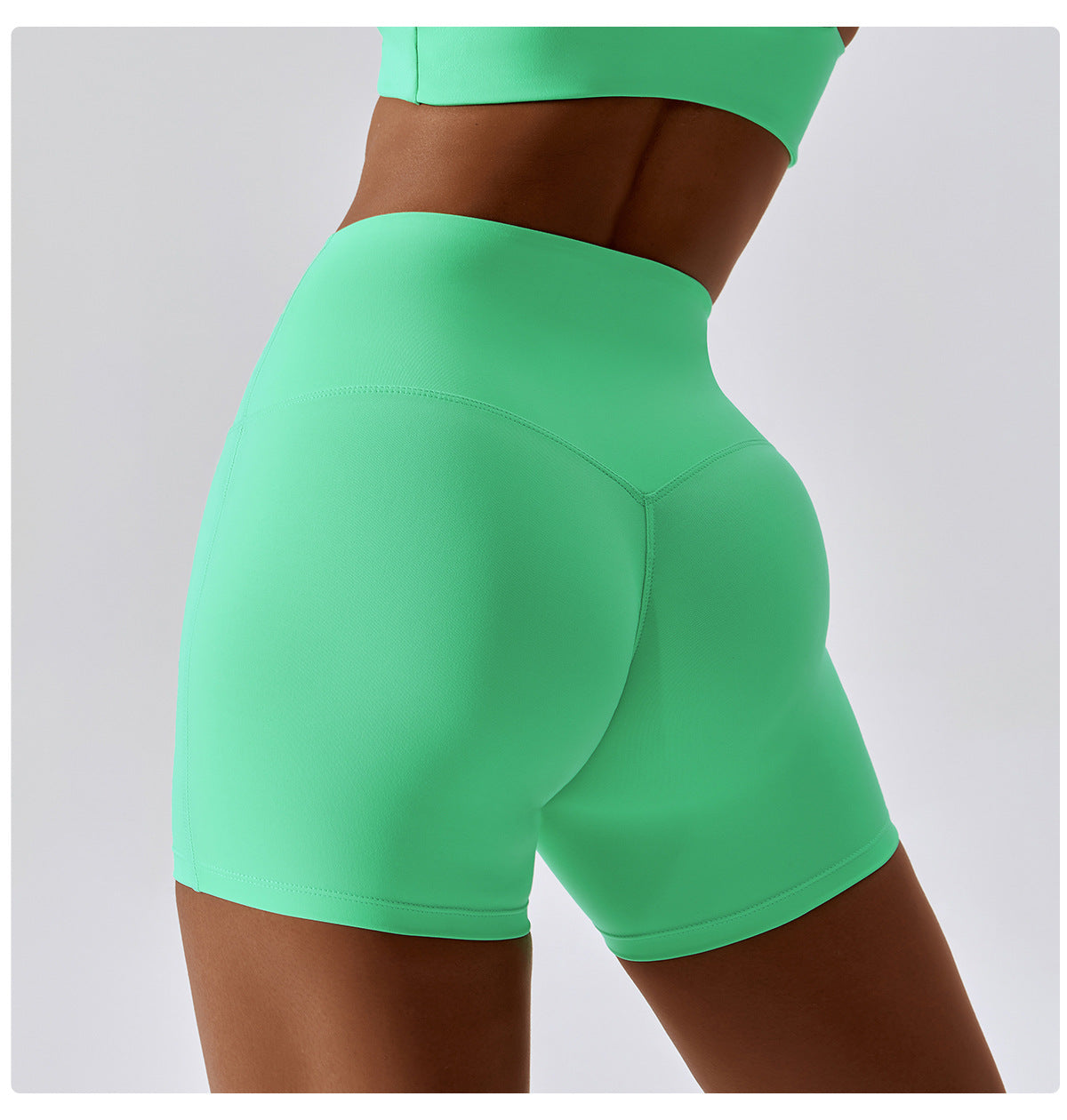 Solid color high-waisted sports shorts