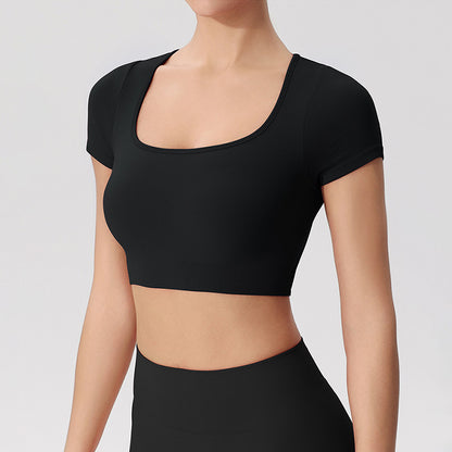 Seamless Cross Back U Neck Yoga Crop Top