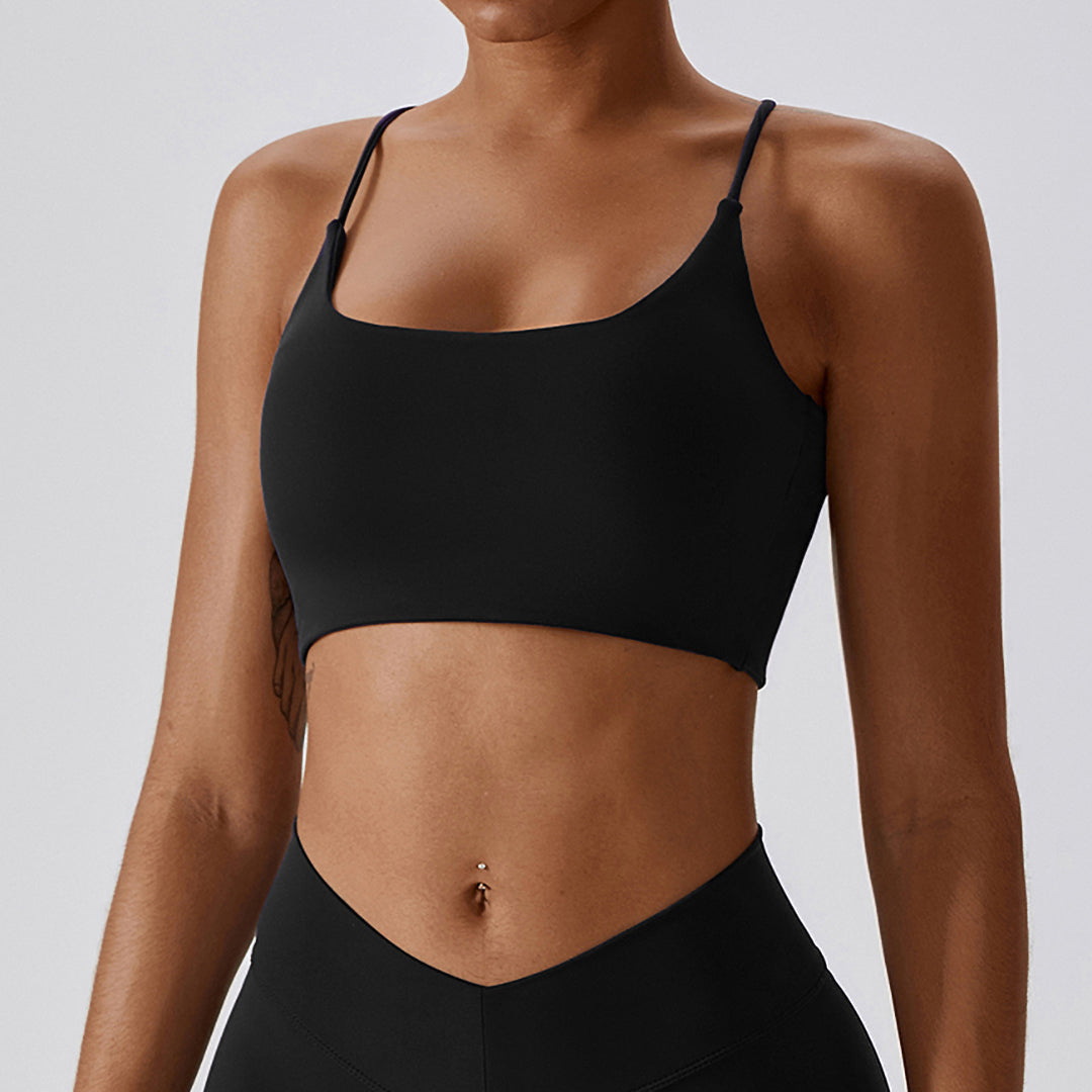 Soutien-gorge de sport croisé dos 3/4 uni