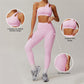 Quick-dry one shoulder sports bra + High waist leggings 2 pieces set