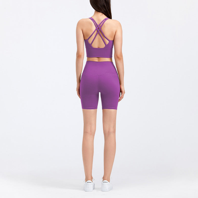 Cross-Back Beauty Lift Sports Bra and Shorts Set