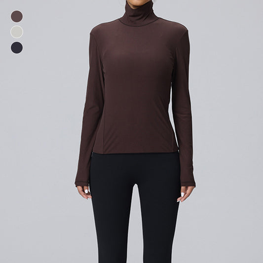 Soft thin tight high-elastic long-sleeved high-neck sweatshirts