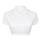 Lapel bottom cinched cropped polo shirt