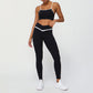 Contrasted Color nude sports and leisure fitness bra + legging set