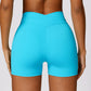 Peach hip high waist yoga shorts