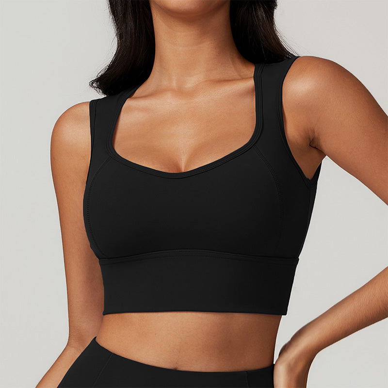 Brushed Fitness Backless Wide Straps Sports Bra