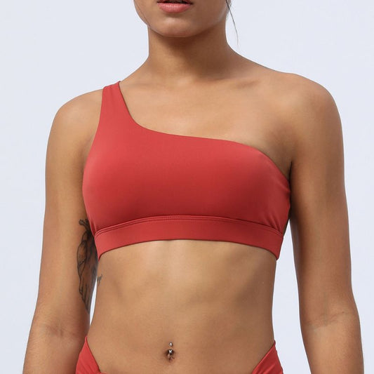 Cross-shoulder sports yoga bra