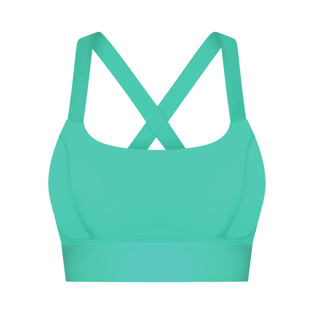 Solid back cross-buckle sports bra