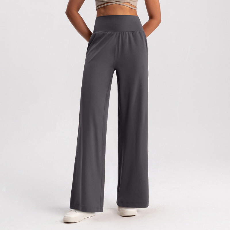 Nude High Waist Loose Wide Leg Straight Pants