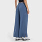 Side pockets waist-cinched wide-leg pants