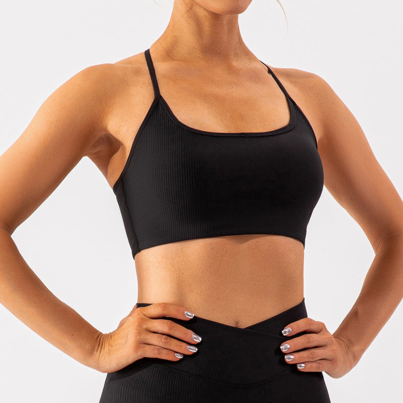 Solid color thin suspender sports bra