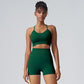 Seamless medium strength fitness shorts two-piece set