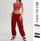 short sleeve crop top + Elastic Leg Sweatpants 2-piece Set