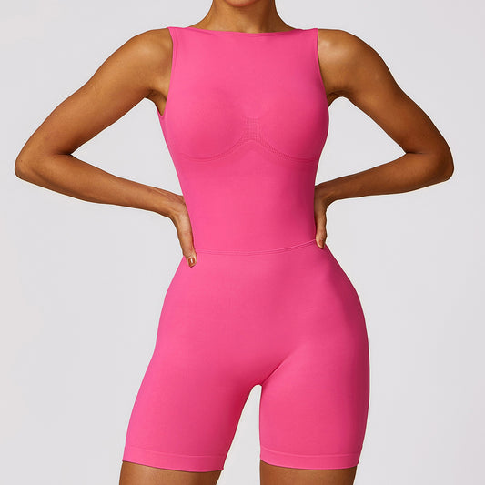 Seamless cut-out tight-fitting yoga jumpsuit