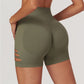 Ultra-Soft Seamless High Waist Ripped Hole Shorts