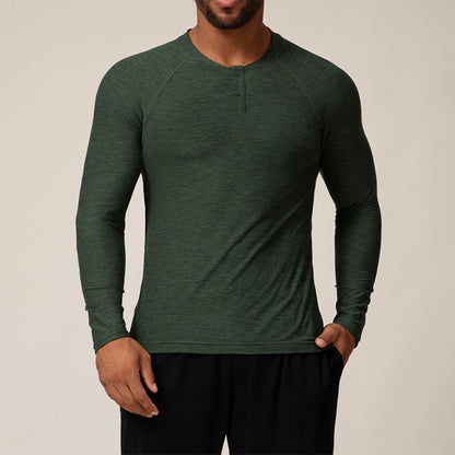 Men's sports quick dry button long sleeve top