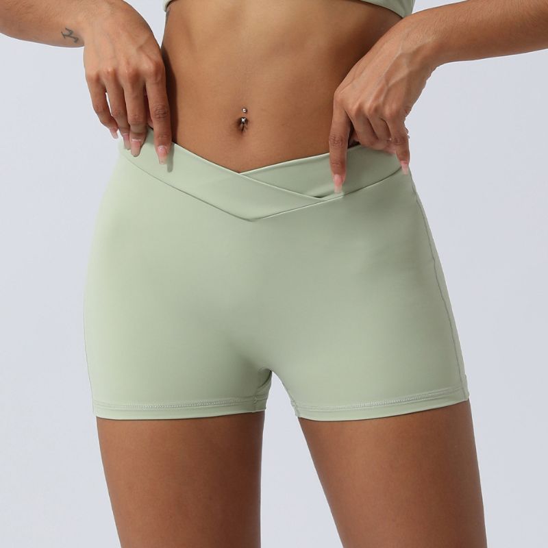 Running Fitness Crossover V Waist Athletic Shorts