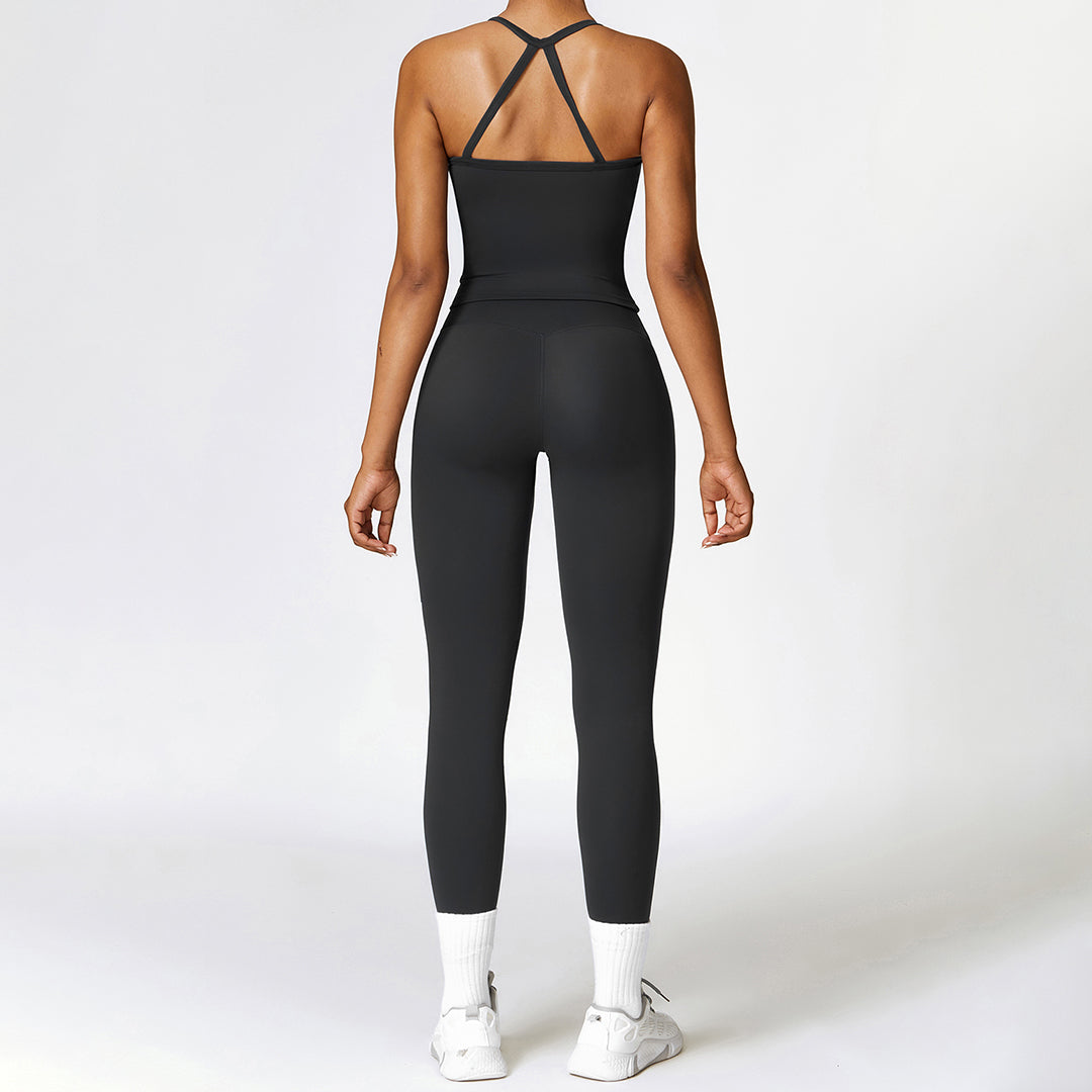 Crossover sport bras & Skinny track leggings set